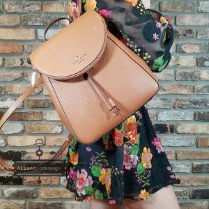 Authentic NWT Kate Spade New York Leila Medium Flap Leather Backpack Warm GINGER